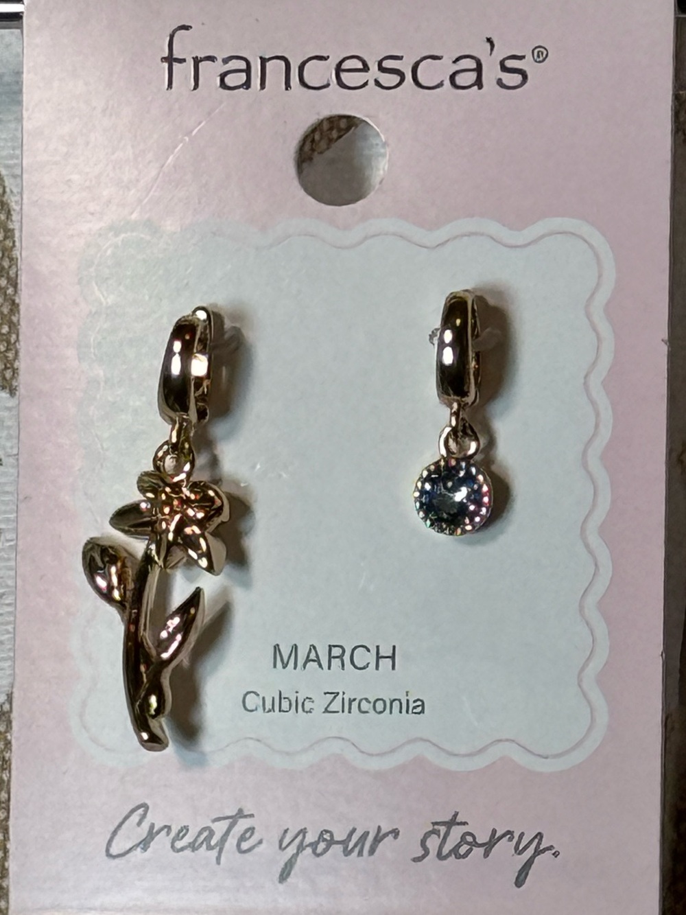 Francesca's Collections Rose Goldtone March Birthstone Flower Charms